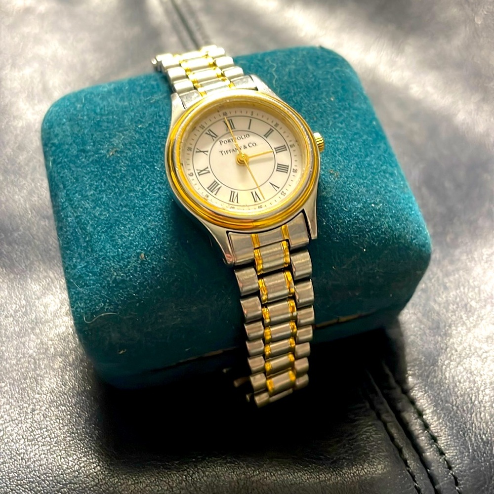 Tiffany & Co. Women’s Portfolio Watch Two Tone Vintage Stainless Steel